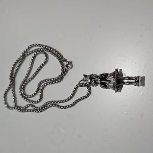 Little cat girl with her 🐈 silver fashion necklace